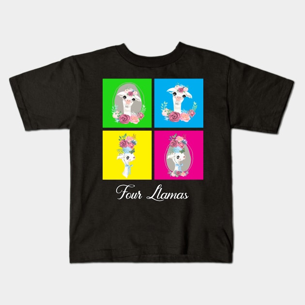 Four Llamas Kids T-Shirt by Jay Diloy